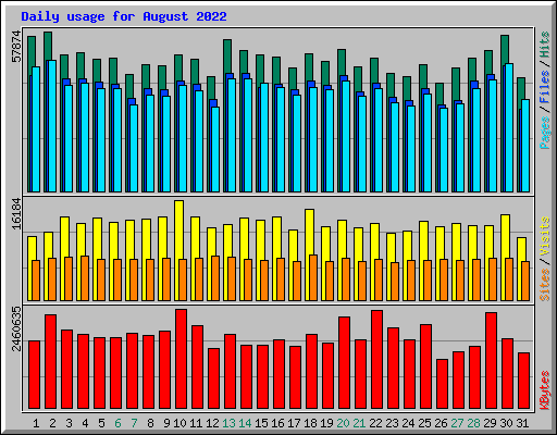 Daily usage for August 2022