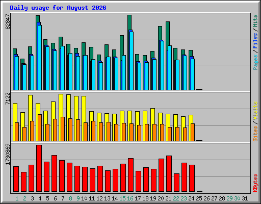 Daily usage for August 2026