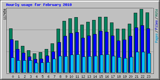 Hourly usage for February 2010