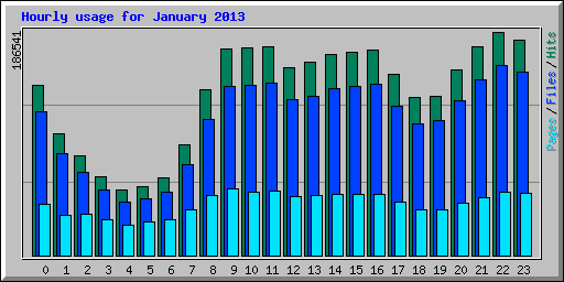 Hourly usage for January 2013