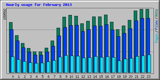 Hourly usage for February 2013