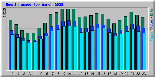 Hourly usage for March 2023